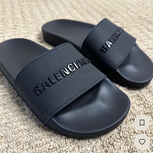 Balenciaga Black Logo Pool Slides - Women’s US 6 - Picture 5 of 5